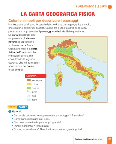 Carta geografica dell'Italia fisica